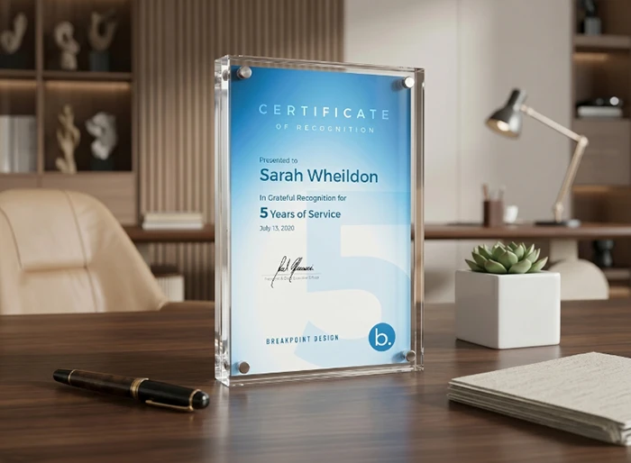 Lucite Certificate Award